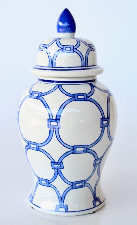 Medium Blue & White Circles Ginger Jar